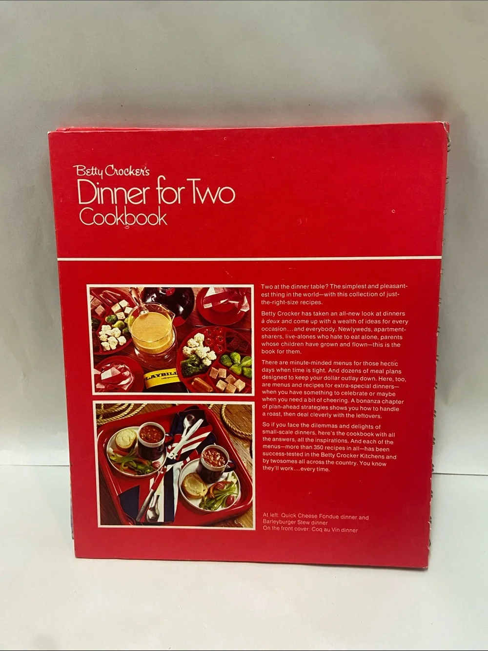 Betty Crocker Red Dinner for Two Spiral-Bound Cookbook
